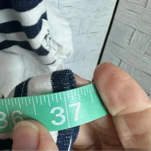 BOBEAU Striped midi dress jersey knit, cotton cuff crewneck nautical, plus size - Picture 8 of 9